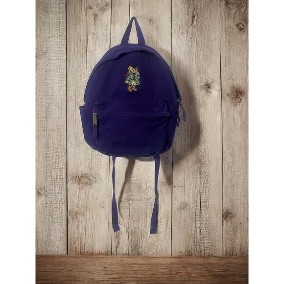 Polo Ralph Lauren Purple Backpack Iconic Polo Bear Rare Kilt Motif Preppy - Picture 1 of 11